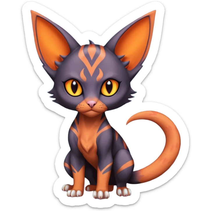 Noivern-Litten-Sphynx-Noibat-Torracat-Lykoi-fusion sticker