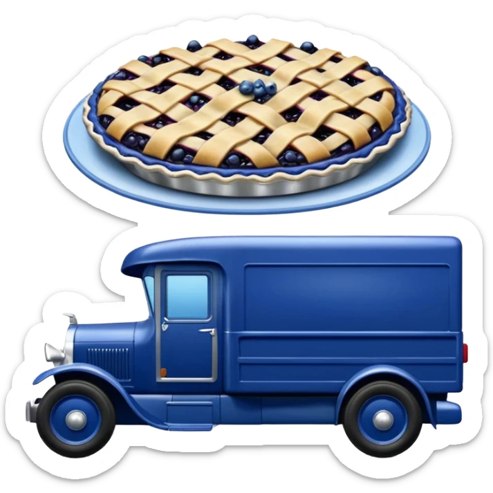 shiny crushed-dark-blue crystal body frozen blueberry pie 1912 antique long-wheelbase cab over durable trails low rider moving truck  sticker