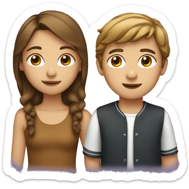 Boy with light brown hair kissing a girl whit brown hair  sticker
