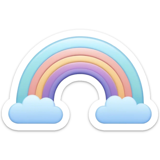 "A minimalist aesthetic rainbow in pastel blue shades, with a soft and dreamy atmosphere."
 sticker