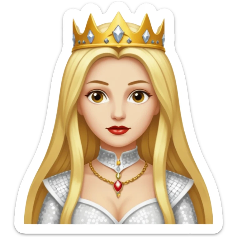 Katharina Siegel, Mistress of Vlad Tepes with long golden blonde hair, white sequin outfit sticker