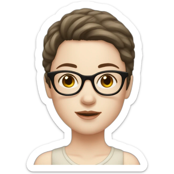 Girl with pale skin, short dark brown hair, glasses, ajd freckles  sticker