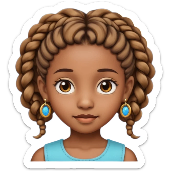 a brown skin ten year old girl with short twists  and moon earrings sticker
