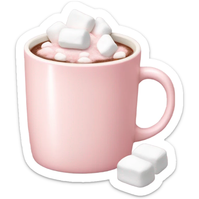 Light Pink mug of hot chocolate with marshmallows  sticker