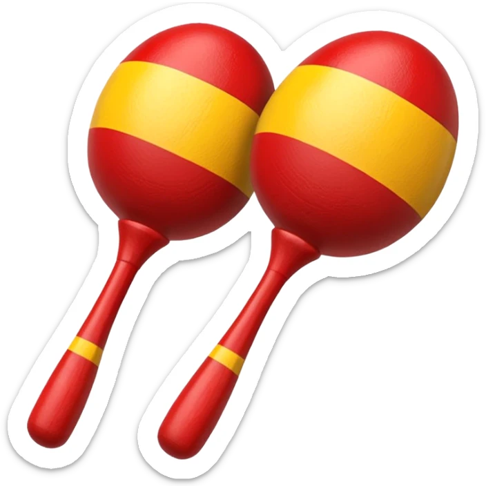 A pair of wooden maracas painted with bright red and yellow stripes.

 sticker