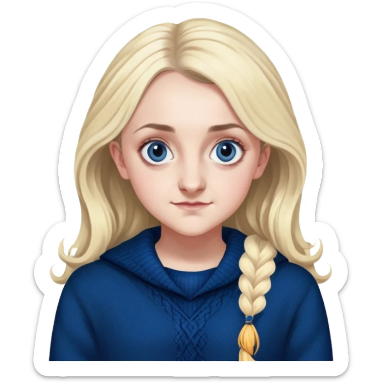 Evanna Lynch is Luna Lovegood in harry potter, wear dark blue sweater sticker