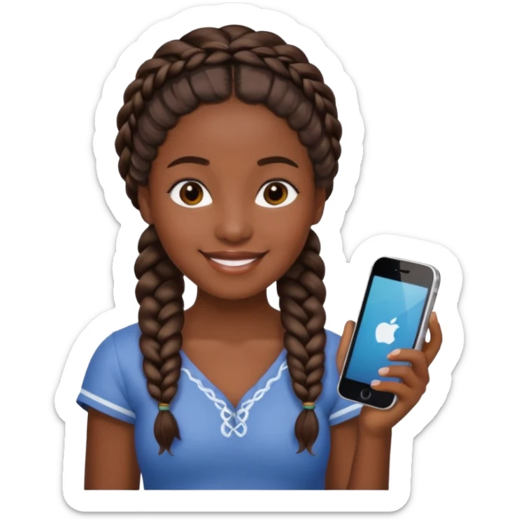 iphone 17 + a caribbean girl, no bathsuit just a regular girl with braid or nappy hair  sticker