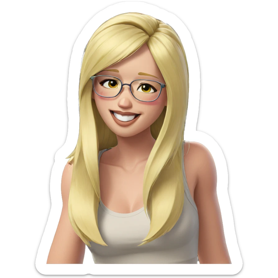 smiling blonde girl in glasses sticker