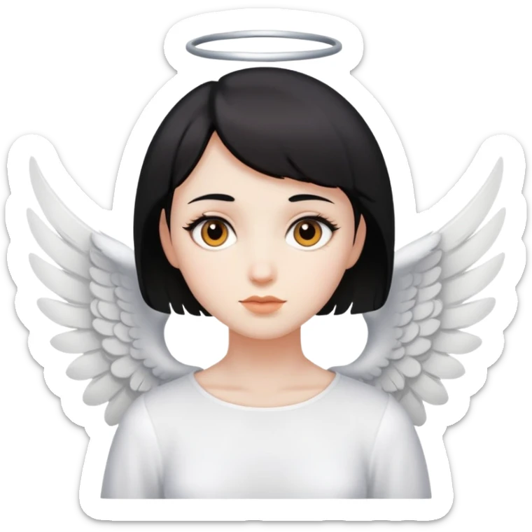 white women brown eyes black hair short hair angel very white sticker