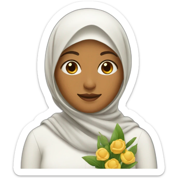 muslim woman with ios-emoji-flower on the nose sticker