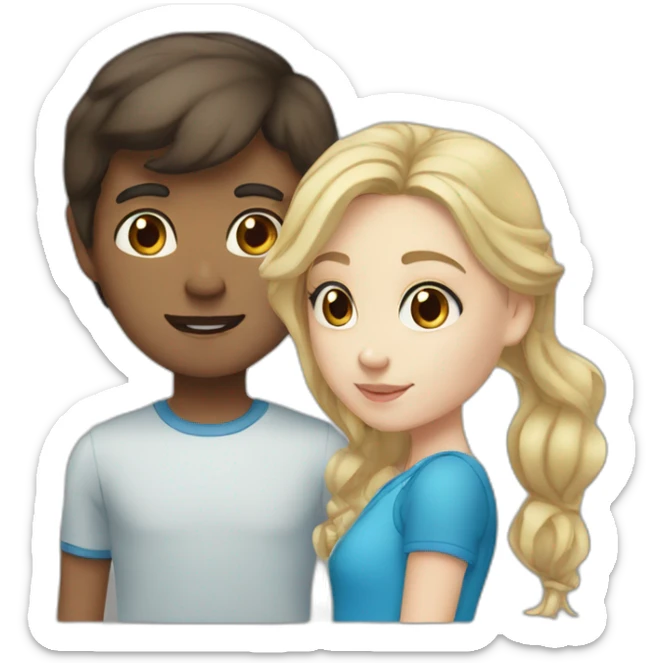 brunette boy with dark brown eye with blonde girl with blue eyes sticker