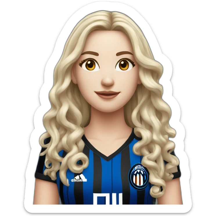 White Girl with long curled hair and Inter Milan Trikot sticker