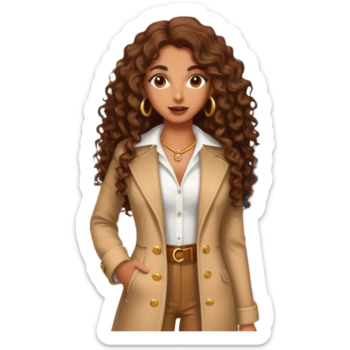 Rich brown girl with brown long curly hair expensive retail shopping  sticker