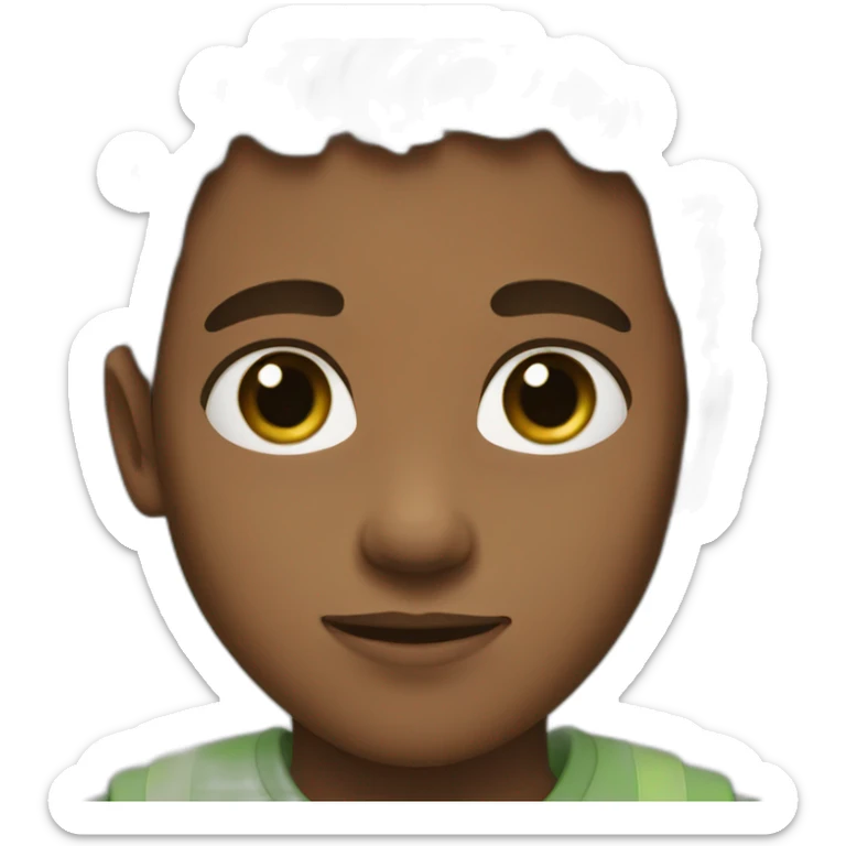 boy with brown skin color and green eyes and brown hair sticker