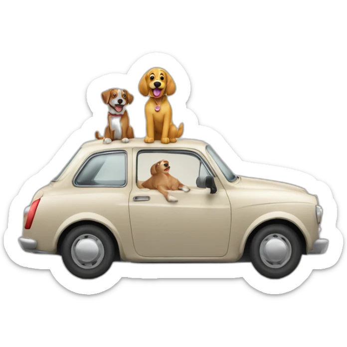 Vieux en voiture avec son chien qui vole en dessous du mot d'échappement sticker