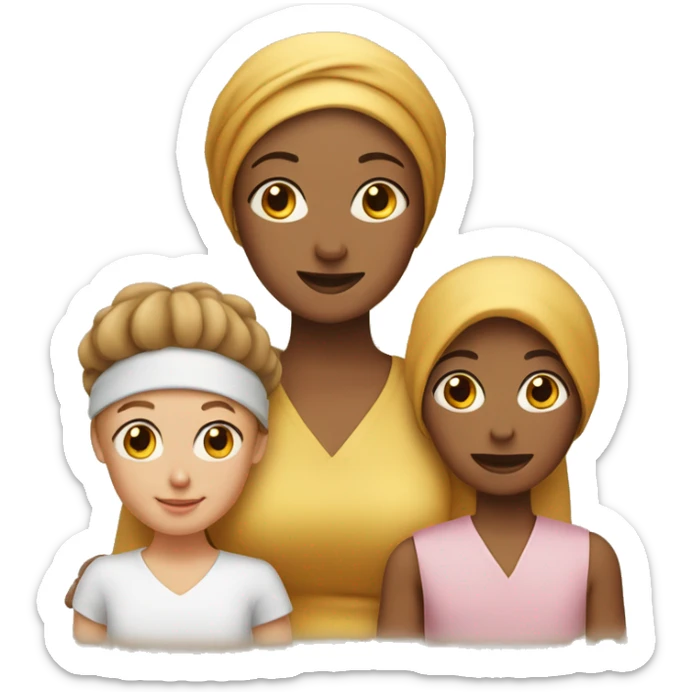 Mom with turban, daughter with darkblond hair, son with light brown hair ab golden dog sticker