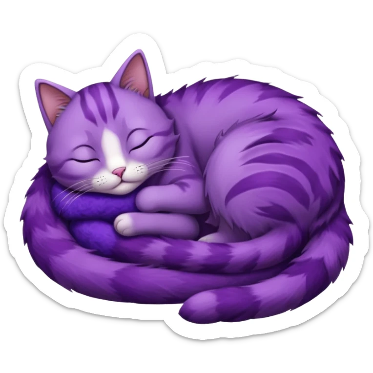 Un gato morado que este durmiendo en un alfombra con los ojos cerrados sticker