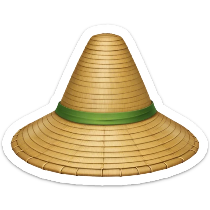 ​Cinematic Realistic Traditional Vietnamese Nón Lá, depicted as a delicately crafted conical hat made of bamboo and palm leaves with subtle texture and natural wear, evoking authentic cultural heritage, please show the hat only sticker