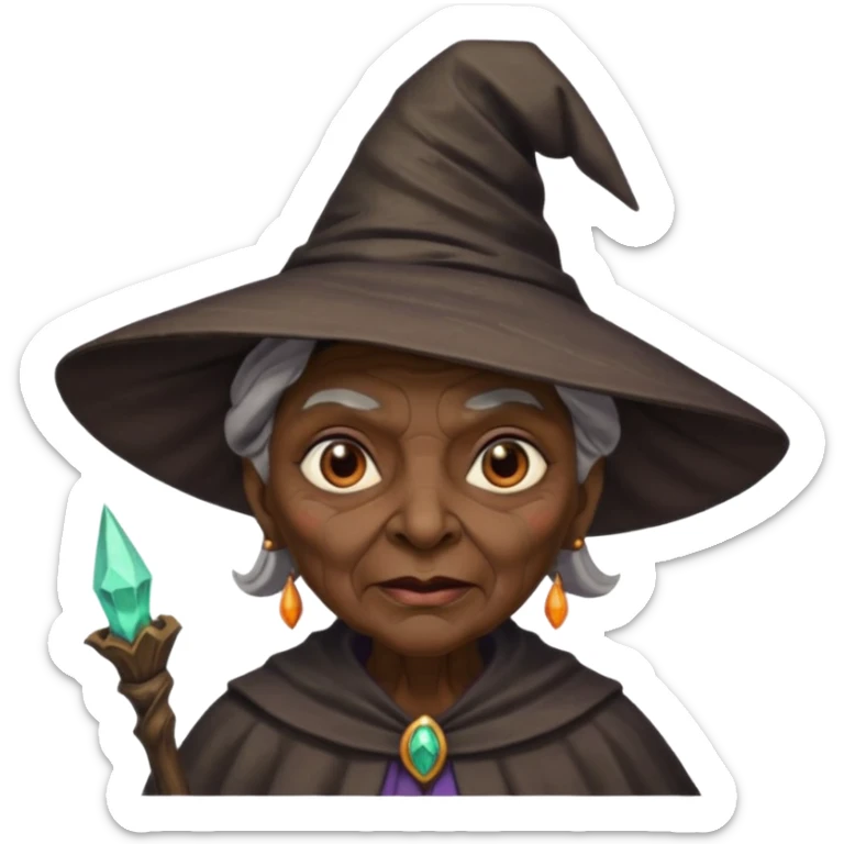 dark old witch with witch hat sticker