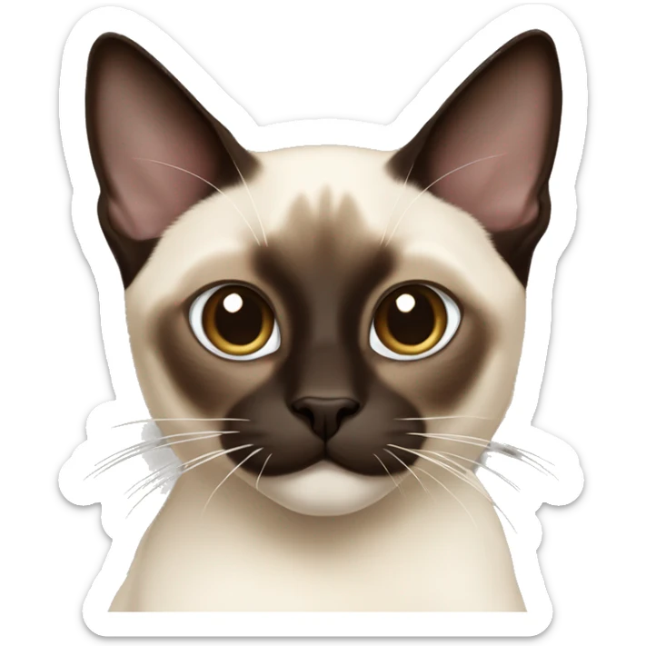 Snowshoe Siamese cat with one side of his face dark brown and other cream sticker