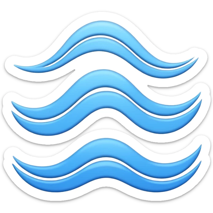minimalist emoji for AsiaLuxe Travel focusing on blue wavy lines standalone symbol sticker
