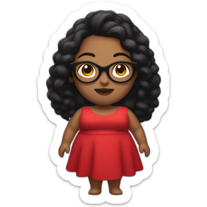 Big woman in a red dress and Black haïr and glasses sticker