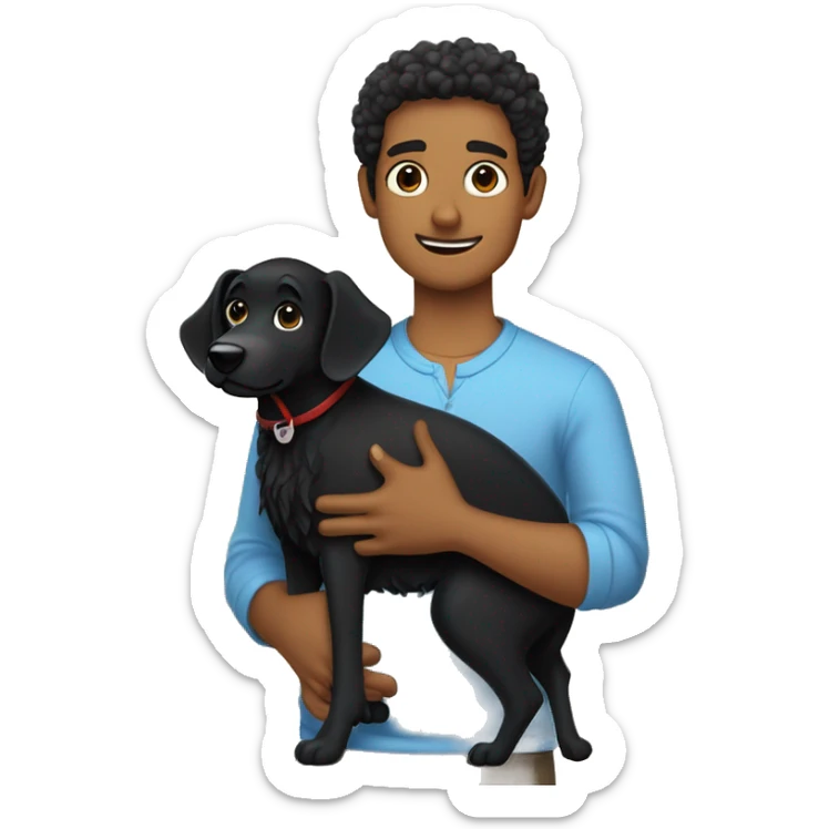 black dog “piccolo levriero italiano” and curly black haired tanned man who’s holding her  sticker