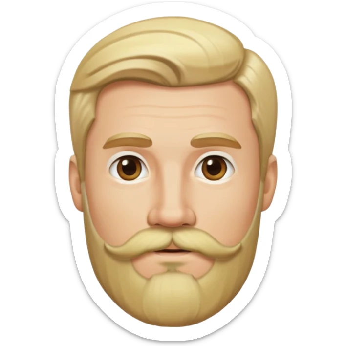 blonde man with blonde hair and blonde mustache, no wrinkles, and a beard. sticker