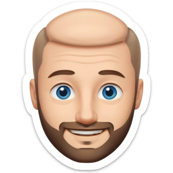 homme yeux bleus presque chauve et une barbe courte moins de chevaux et sourir sticker
