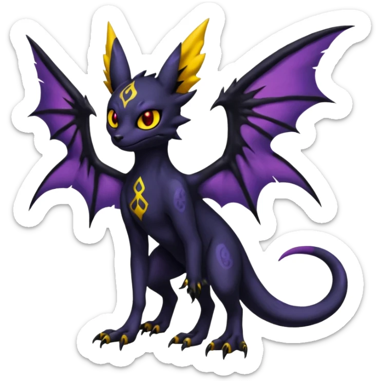  Spooky Gothic Salandit-Umbreon-Litten-Noibat-Fakémon-hybrid-creature (full body)  sticker