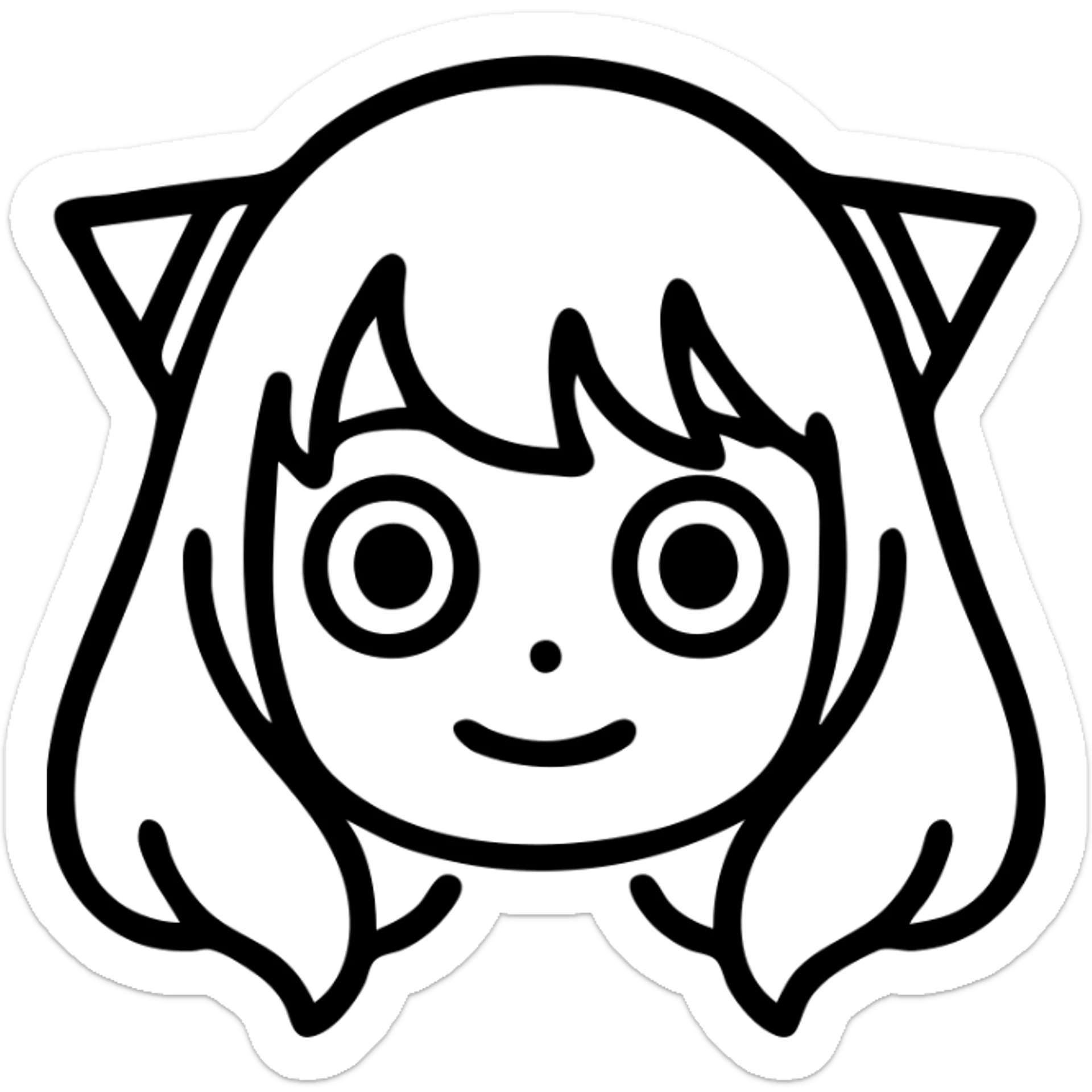 Spy x Family icon, Anya's face with signature pink hair and horns, bold modern icon style, minimal color palette, easily recognizable sticker