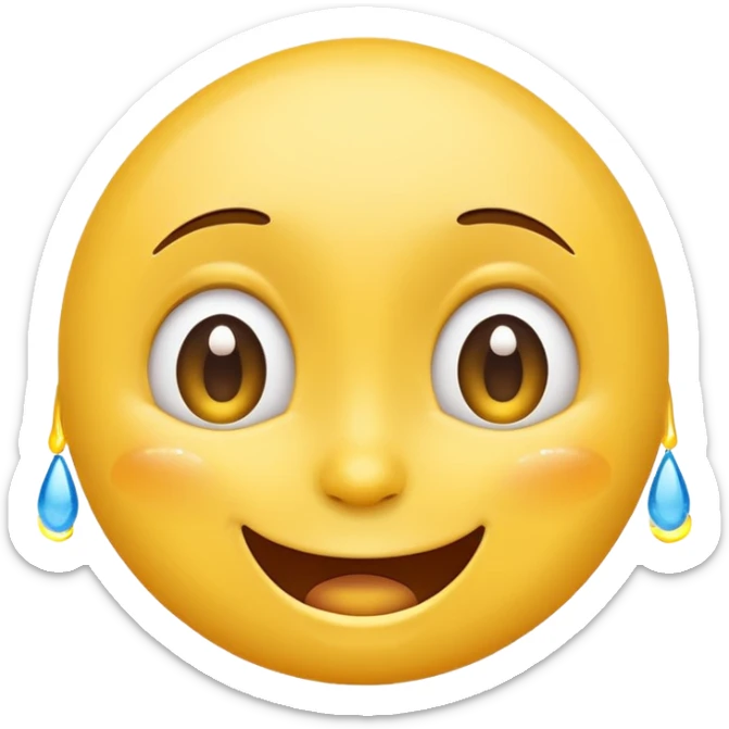 Smile with A joyful face emoji with wide eyes and a big smile, tears of laughter flowing.  sticker