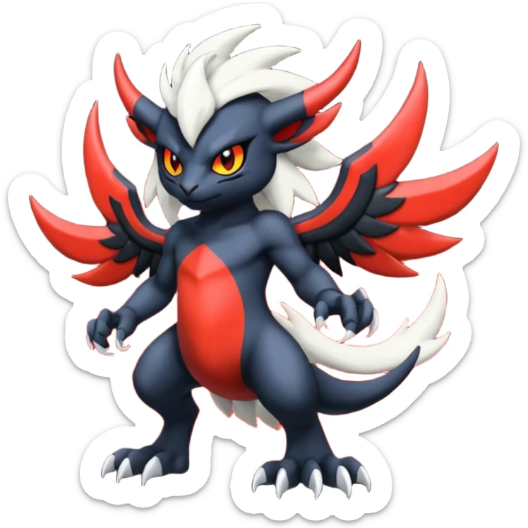 Handsome cool badass edgy Absol-Litten-Darkrai-Giratina-Yveltal-Pokémon-Fakémon-fusion-hybrid-creature sticker