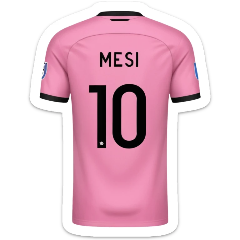 create an emoji of a pink football shirt that has MESSI 10 written on the back of it - the writing should be black sticker