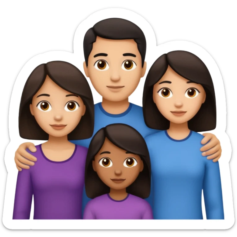 Light skin dark hair, Hispanic family of 6 mom, dad, two 20 yr old daughters, 20 year old son, and 10 year old daughter sticker