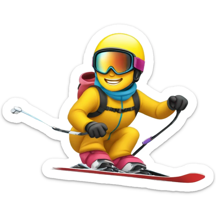 skiador que bajando por una pista de ski, en posicion de slalom, teniendo un efecto de un skiador que va rapido sticker