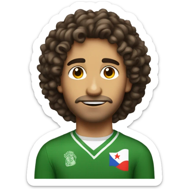 Half Puerto Rican and half Irish man with shoulder length curly brown hair and is 21 hears old sticker