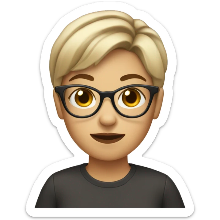 Girl with short hair wearing glasses whole body with coffee on her hand sticker