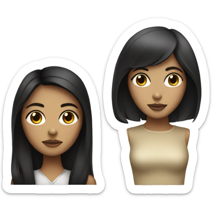 Half Woman with dark hair, eyeliner and tan and half female robot sticker