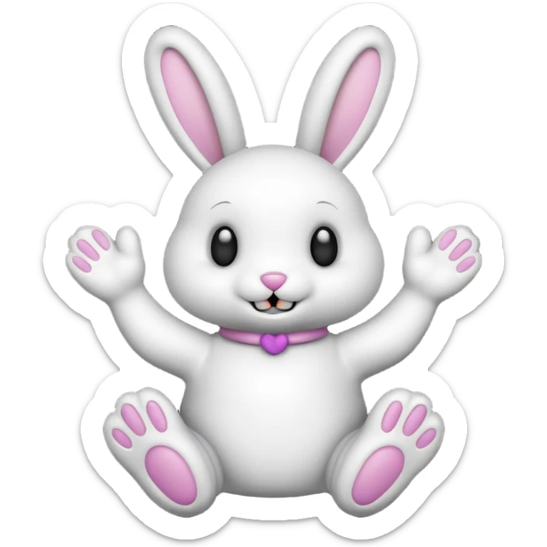 Emoji pour twitch d'une peluche lapin squelette noir faisant signe de la patte avec le texte:"Hi !" sticker
