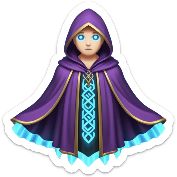 magical hooded cloak object icon, glowing runes on fabric, mystical aura, fantasy cloak, 3D cartoon, mobile game icon style, centered, clean background, no text, no watermark
 
 sticker