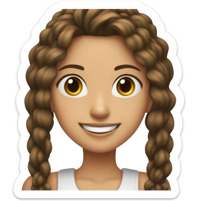 Jovencita blanca bonita con oelo castaño sonriendo sticker