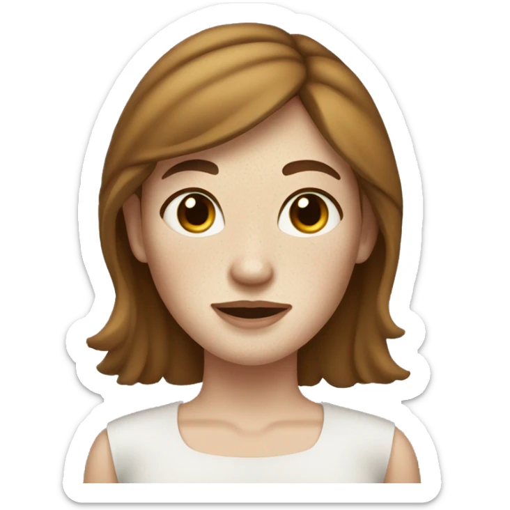 woman with white skin, fleckles, brown hair and freckles sticker