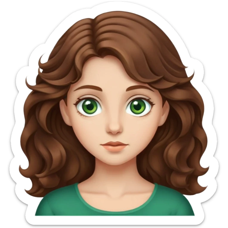 Caucasian girl, wavy hair, big green eyes  sticker