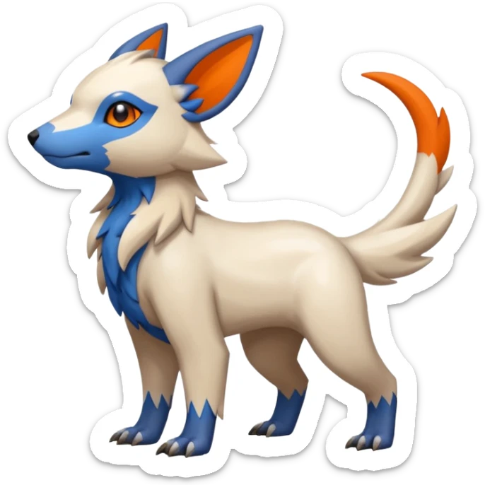 Shiny Brown with Beige, Orange, And Blue Linoone-Absol-Trico-Hybrid (Full body) sticker