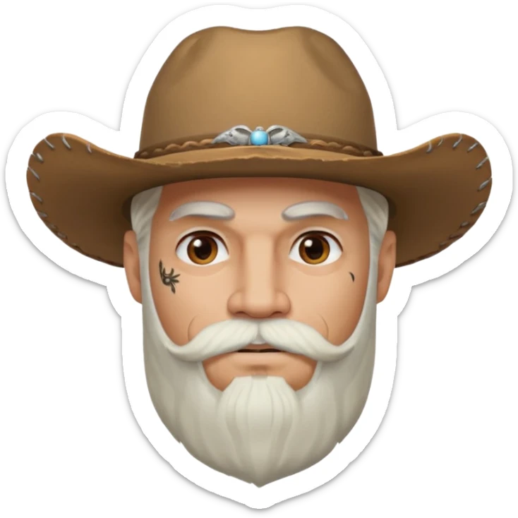 muscular tattooed on face and mustached cowboy long white hair and beard  sticker
