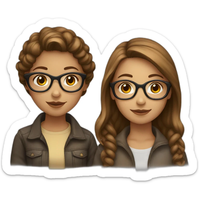 friends; brown haired girl with glasses; light brown haired girl sticker