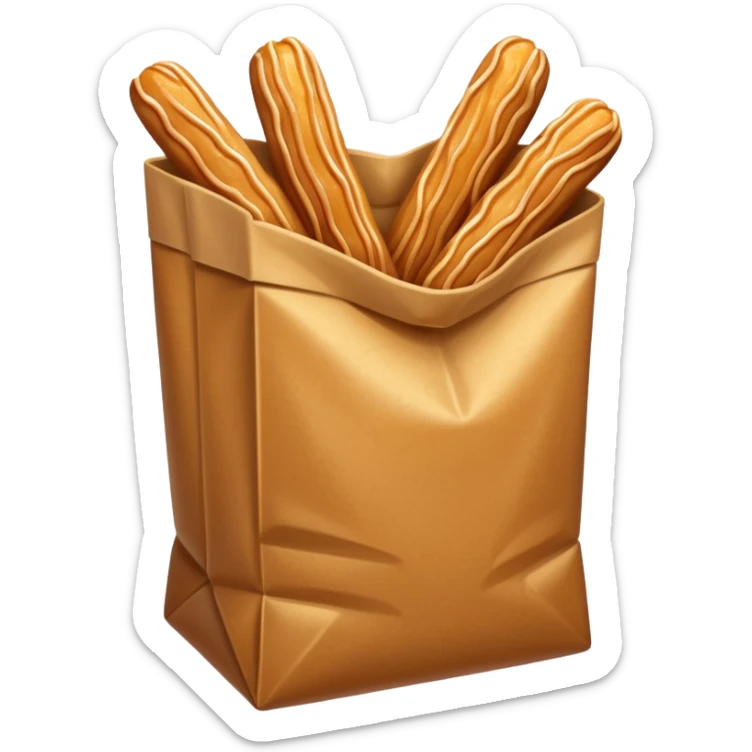 Un sac en papier normal avec à l’intérieur plusieurs churros au caramel bien sucree sticker