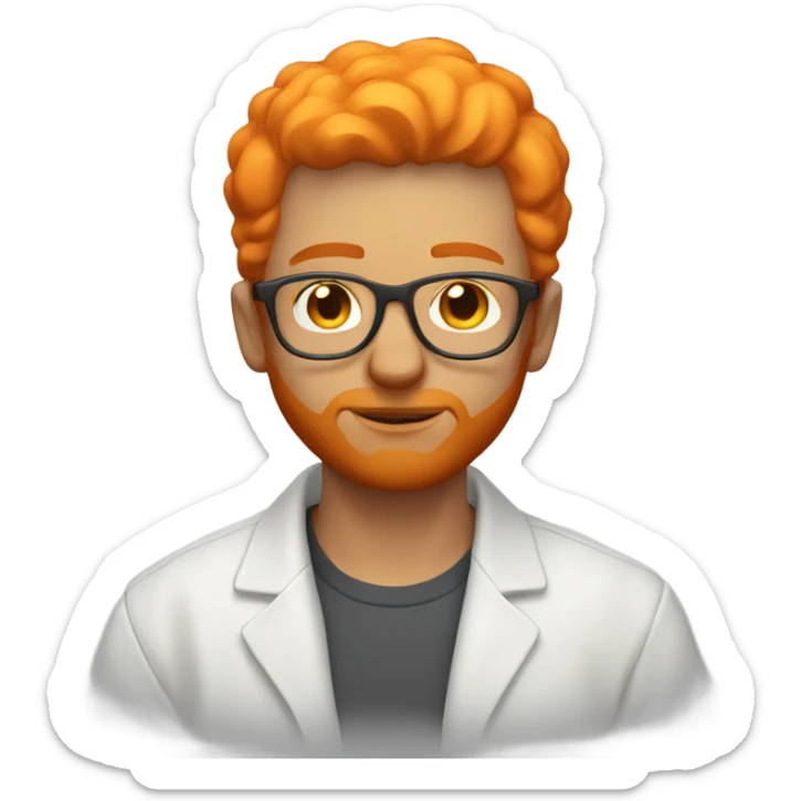 white man with orange beard and short orange hair as he praying and with orange glasses on sticker