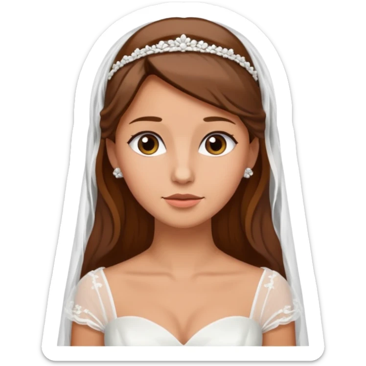 White tanned skin bride with brown hair with a chin on her face sticker
